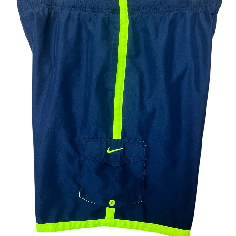 Nike Swim Trunks Shorts Mens Large Blue Lined Polyester Beach Pool Vacation